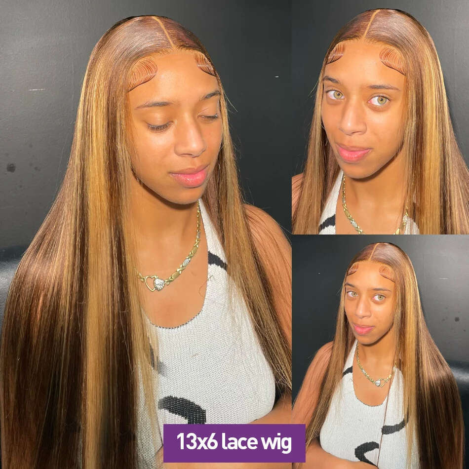 13X4 Frontal Highlight 13X6 Straight Lace Front Wigs For Women P427 Colored Human Hair Wig