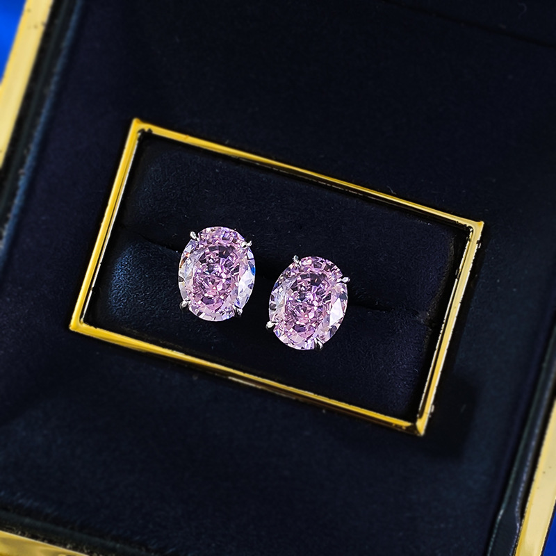 Sterg Sier Moissanite Stud Earrings: Solitaire Oval Cut Fine Jewelry for Women