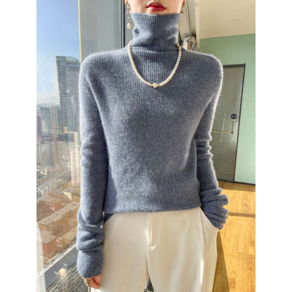 Aliselect Women Turtleneck Solid Sweater Autumn Winter Thick Pullover 100% Merino Wool Soft Kniwear Korean Popular Clothes Tops