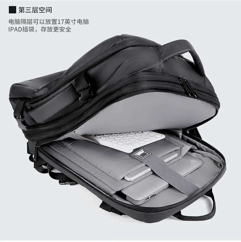 Mens Large Capacity Backpack Expandable Male 17inch Laptop Bags Waterproof Travel Scalable USB Charging Back Pack mochila hombreXJ241026