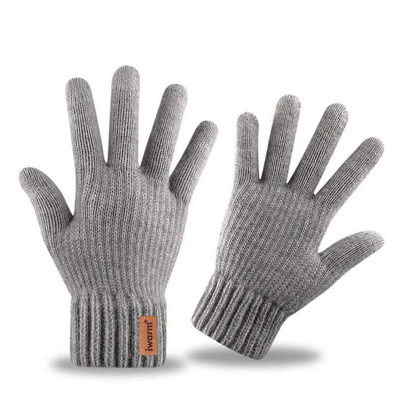 Mens Knitted Gs Winter Touch Screen High Quality Mens Thick Wool Cashmere Solid Gs Mens Finger Gloves Busin Autumn W241026