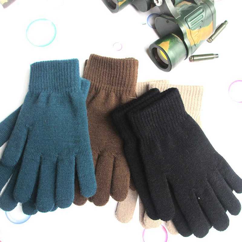Womens Gs Knitted Solid Autumn Warm Hands Thick Lined Skiing Short Sleeves Womens Full Finger Gloves W241026