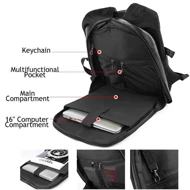 Leather Backpack for Men 15.6 inch Laptop Backpack with USB Charging Waterproof Business Rucksack Anti Theft Travel BackpackXJ241026