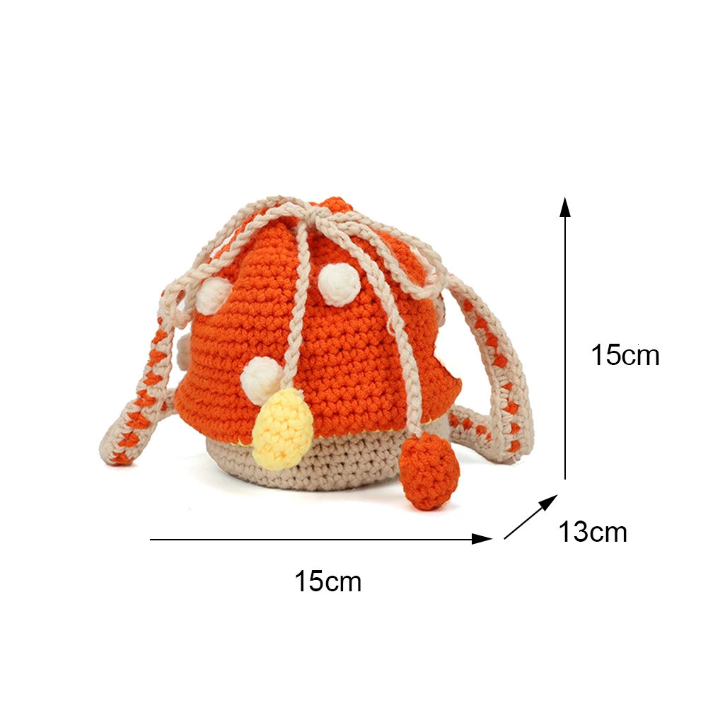 Womens shoulder bag womens fashionable knitted mushroom hit colored shoulder bag cross shaped body bag womens casual mini wallet 241025