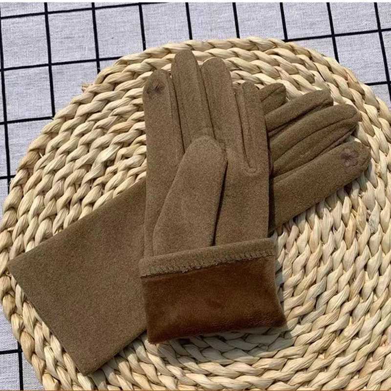 Fashion Diamond G Womens Retro Winter Touch Screen Full Finger Warm Windproof Bicycle Driver Womens Gs Gloves T41 W241026