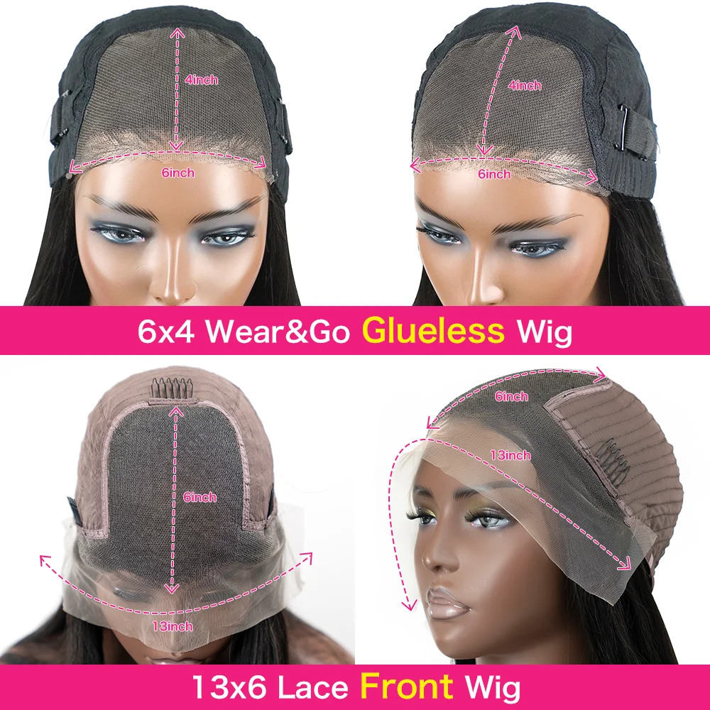 Brazilian Bone Straight 13x6 Transparent Lace Front Wigs 6x4 Glueless Wig Human Ready To Wear For Black Women Remy Hair