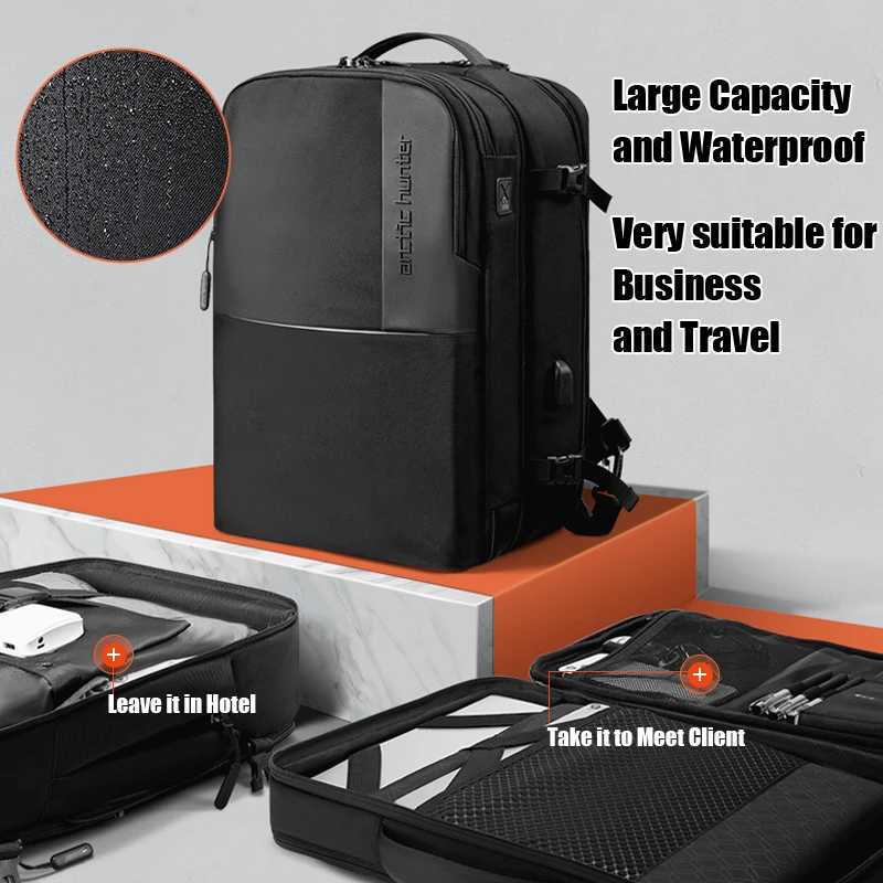 Arctic Hunter 2023 MochilaWaterproof 17.3 Inch 2 in 1 Backpack Bag 60L Large Capacity Carry On Luxury Travel Laptop Backpack MenXJ241026