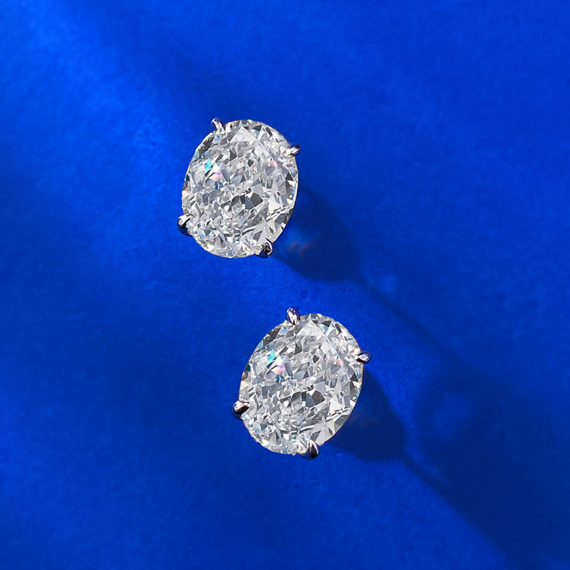 Sterg Sier Moissanite Stud Earrings: Solitaire Oval Cut Fine Jewelry for Women