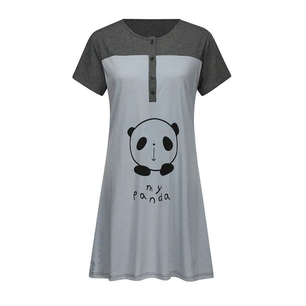 Womens maternity dress short sleeved cute printed sleepwear pregnant womens short sleeved cute printed care sleepwear W241026