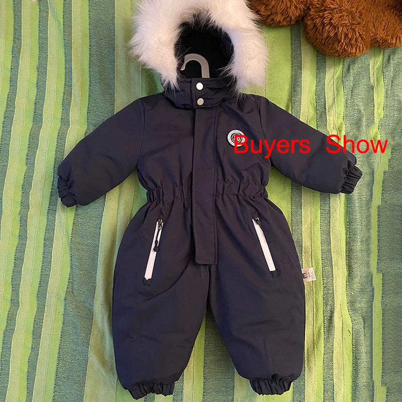 Autumn and Winter Baby Jumpsuit Warm Baby Ski Suit Plus Velvet Boys Overalls Baby Girl Clothes Waterproof Children Jacket 241025