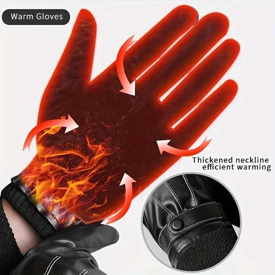 Winter Gs Mens Waterproof Artificial Leather Cashmere Warmth Gs Motorcycle Driving Gloves Touchscreen Tactics Gs W241026