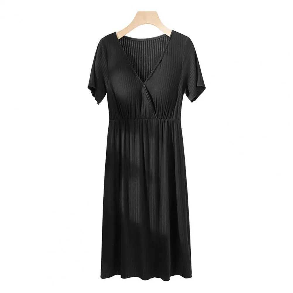 Comfortable maternity dress elastic womens dress soft texture daily wear postpartum and breastfeeding pregnant womens dress W241026