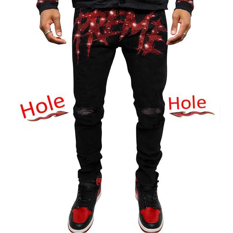 2021 mens jeans torn skinny hole cyclist Trouser stretch ultra-thin denim pencil pants Strt punk black hot jeans X241026