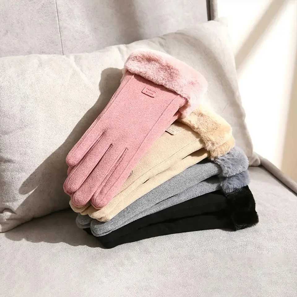 New Fashion Gs Autumn Cute Fur Warm Gloves Full Finger Gloves Women Outdoor Sports Women Gs Screen W241026