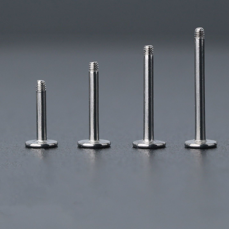 10Pcs/lot Steel Labret Bar Parts Screw Thread Head Dimple Rings Post Barbells Ear Tragus Lip Piercing Earring Stud Body Jewelry