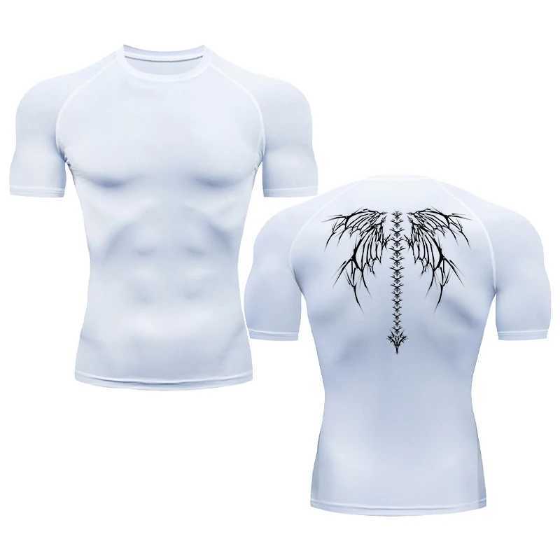 Mens Pattern Printed Running Compression Short Sleeve Tight Sports T-shirt Mens Running Track and Field Wear Sports Top W241026