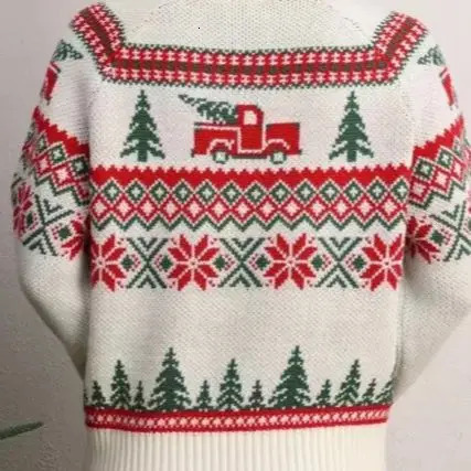 Autumn and Winter Classic Casual Lazy Christmas Tree Jacquard Embroidery Round Neck Pullover Sweater 241025