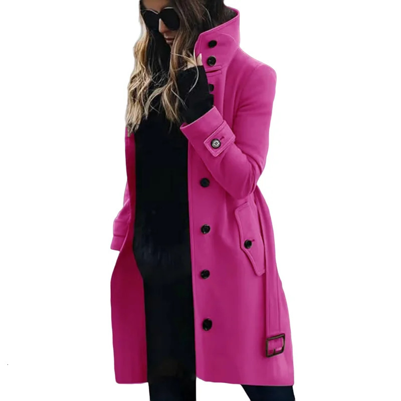 Wool Blend Womens Coat Outerwears Winter Warm Female Jackets Single Breasted Turndown Collar Long Clothes 241025