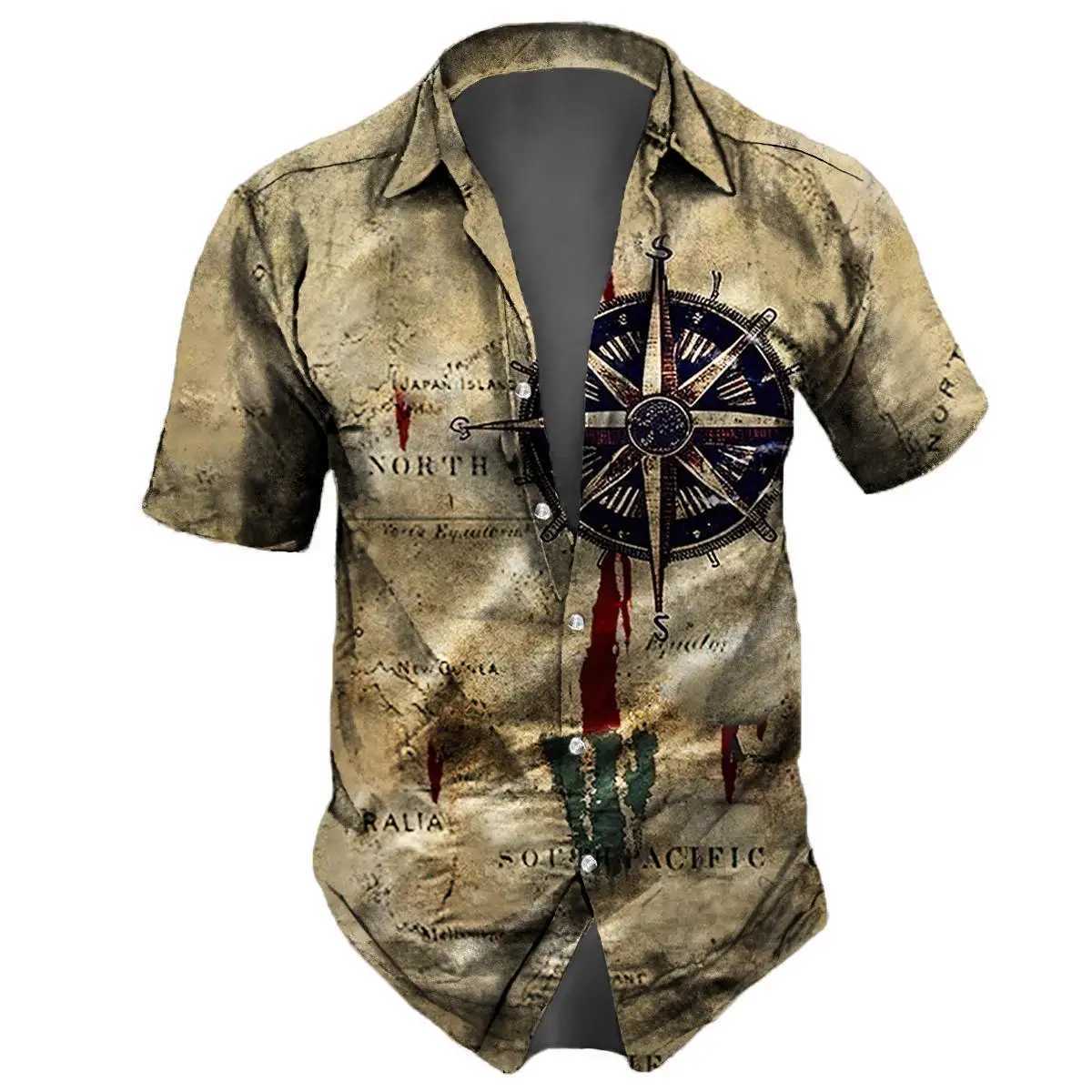Retro mens shirt 3D printed short sleeved Slve summer casual top loose oversized Haian mens shirt 2024 new top W241026