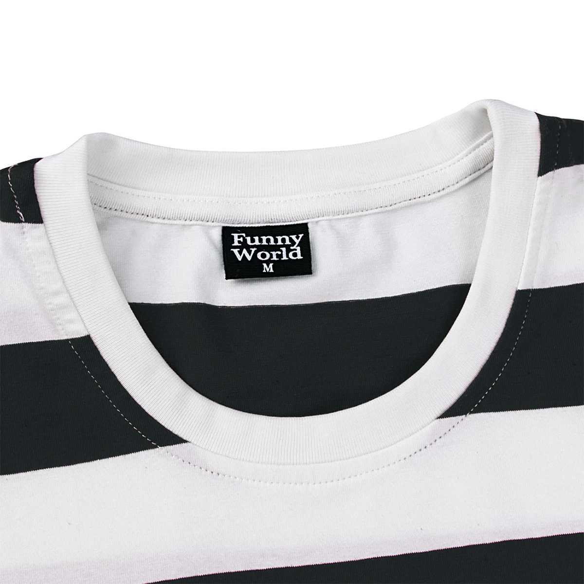 Black and white striped mens basic Crewneck shorts Slve casual daily top Halloween themed party T-shirt W241026