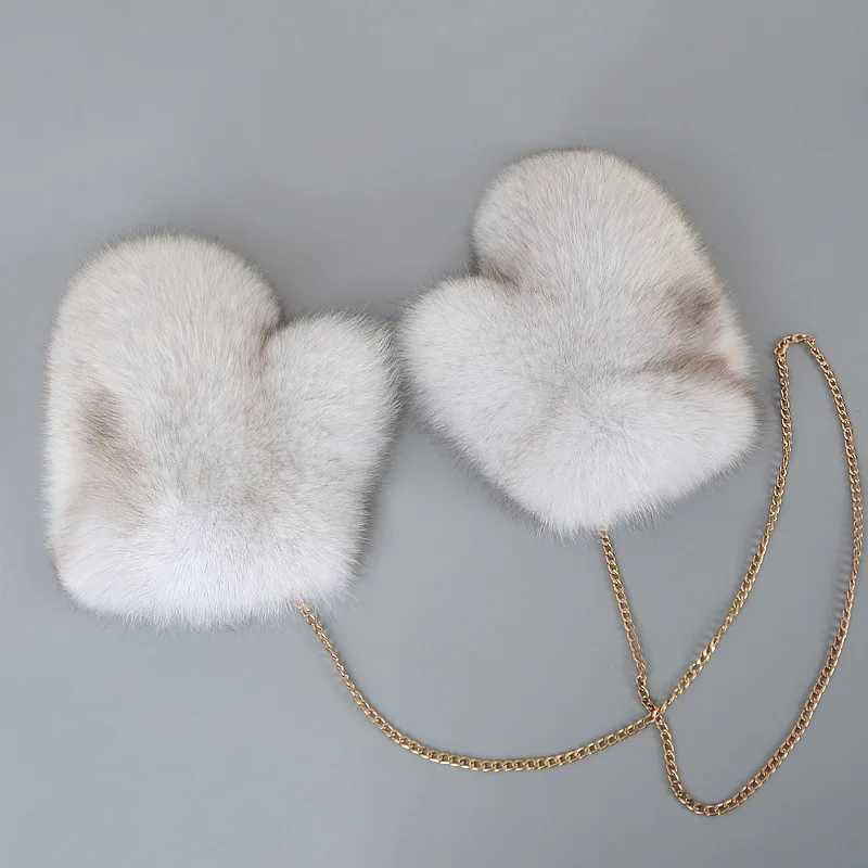 New 2024 Winter Womens Genuine Fur Gs Luxury Womens Warm Natural Fur Gloves Womens Fashion Cute Plush Hand Warmer W241026