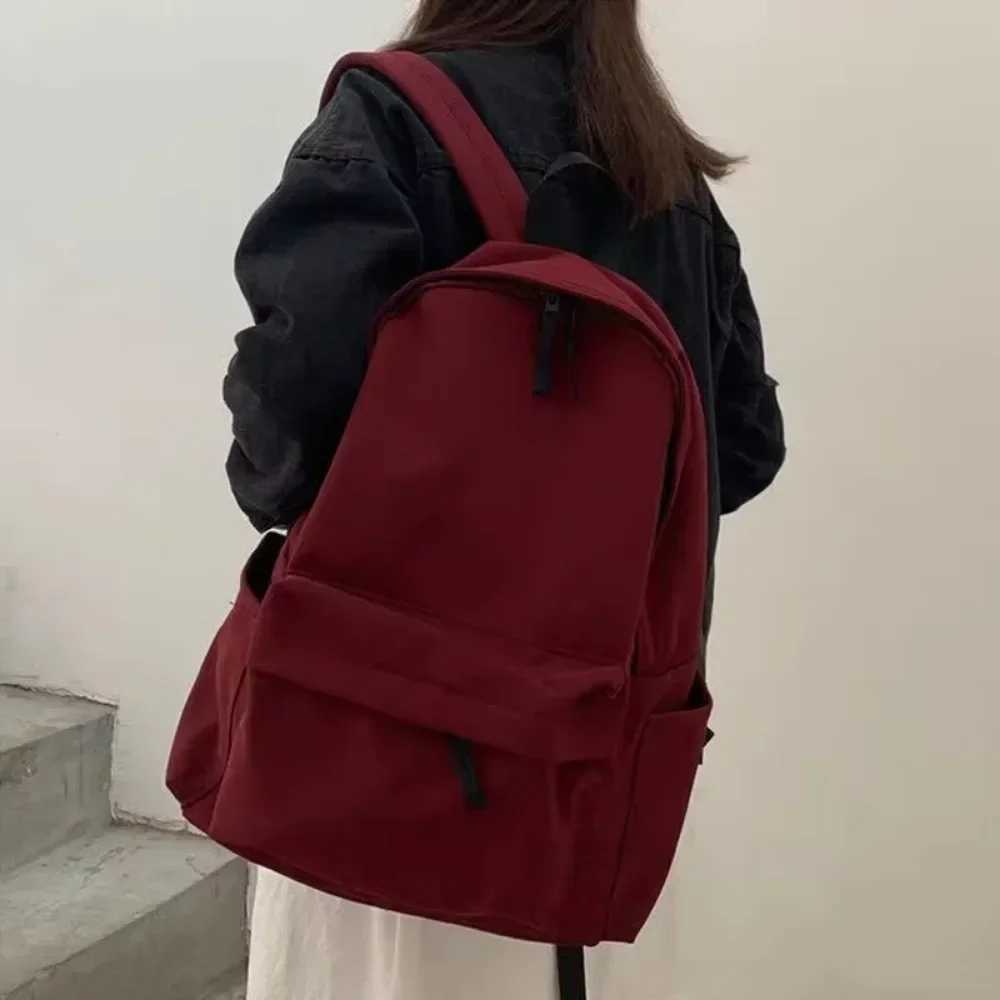 Backpacks Women Solid Black Large Capacity Backpack Trendy Harajuku Casual Zipper Waterproof Bag Students Japanese Style MochilaXJ241026