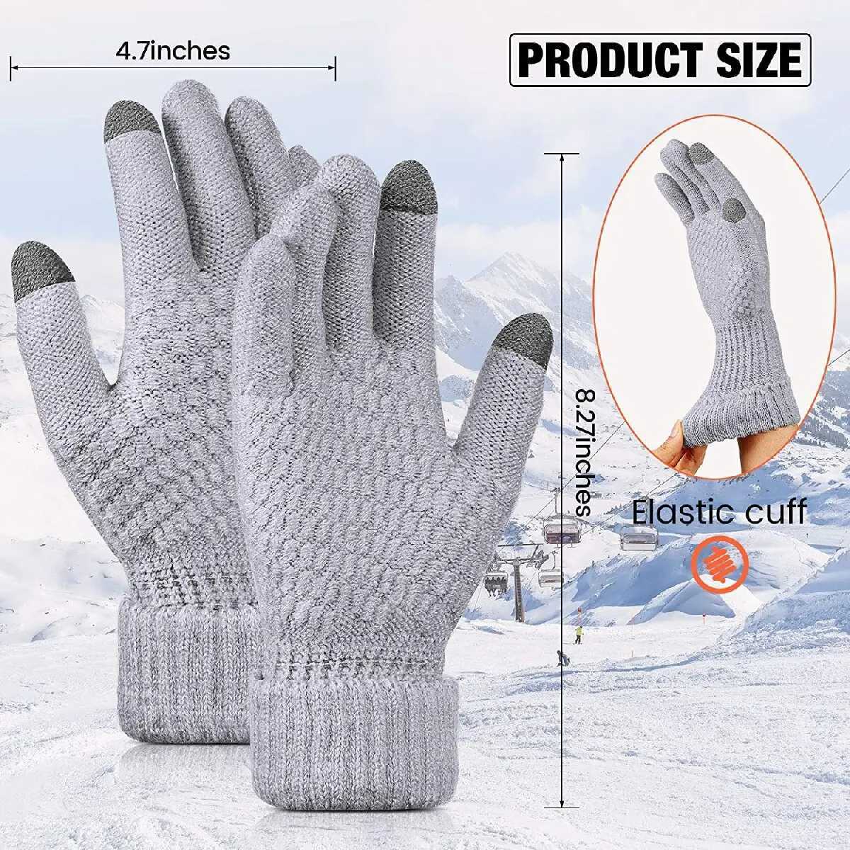 Womens Warm Winter Touchscreen Gs Elastic Classic Knitted Gloves Full Finger Outdoor Bicycle Driving G W241026