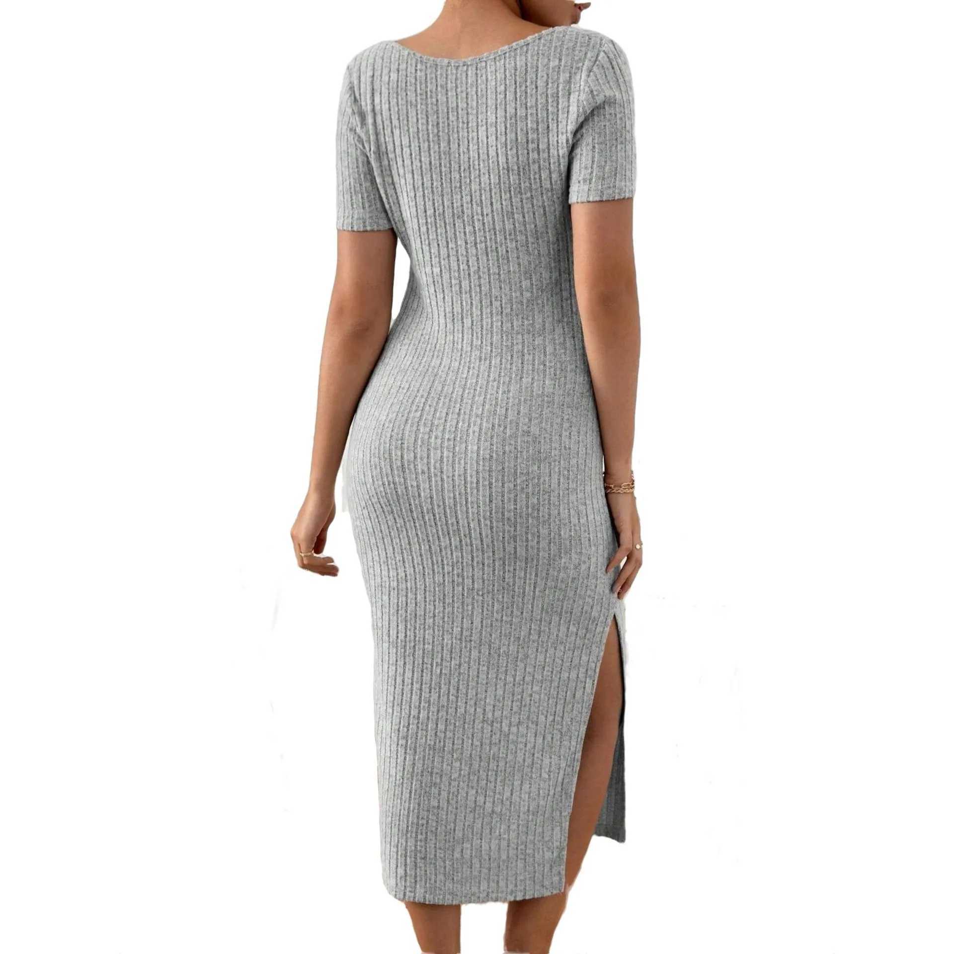 American fashion casual knitted dress summer slim fit A-line side split maternity clothing 24ss Y2k teenage pregnancy W241026