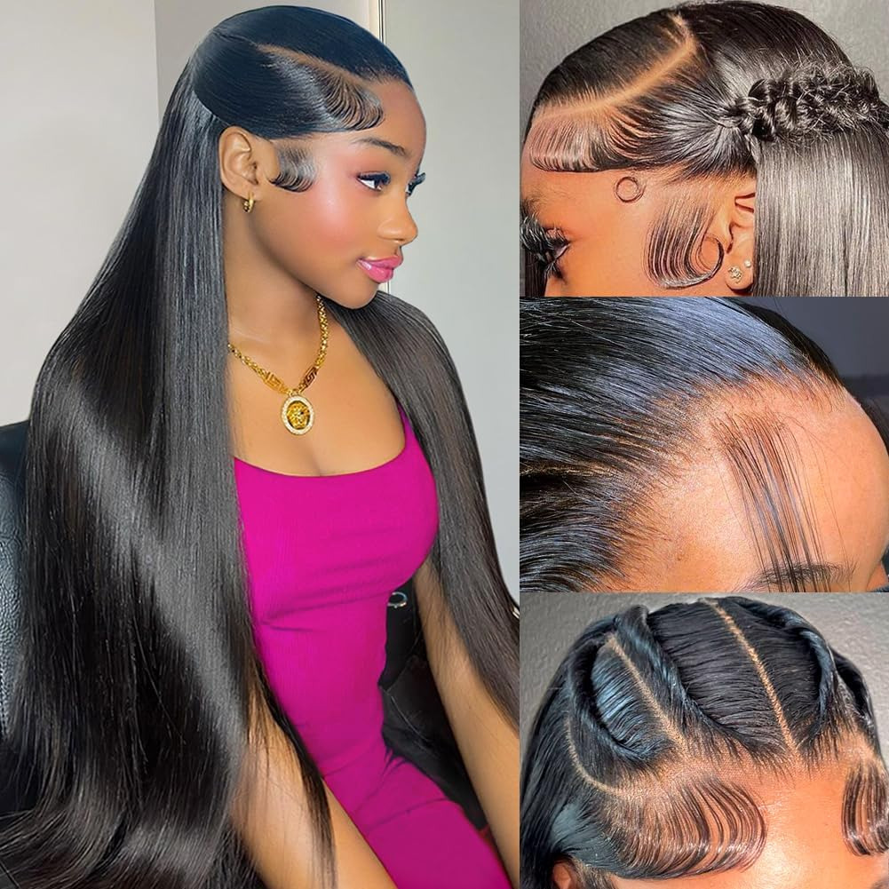 300% Brazilian Bone Straight Front Wig 13x6 Hd Lace Frontal For Women Glueless Wigs 100% Human Hair 30 36inch