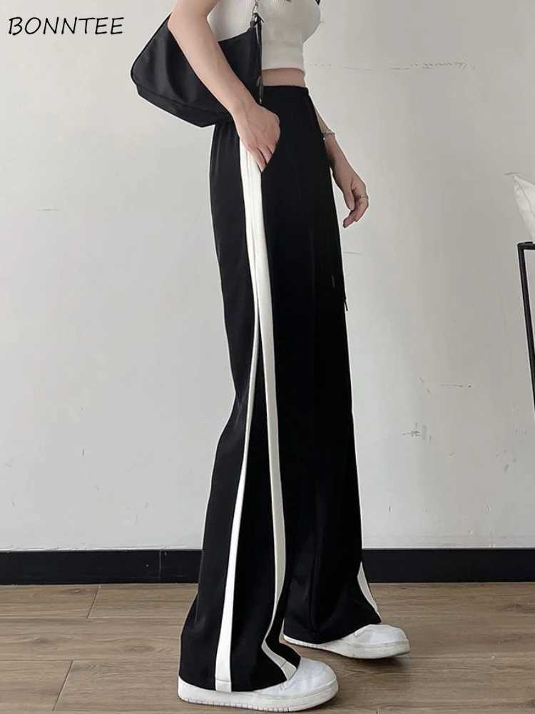 Fashionable simple womens striped straight casual loose comfortable sporty gentle Korean style empire in summer M241111