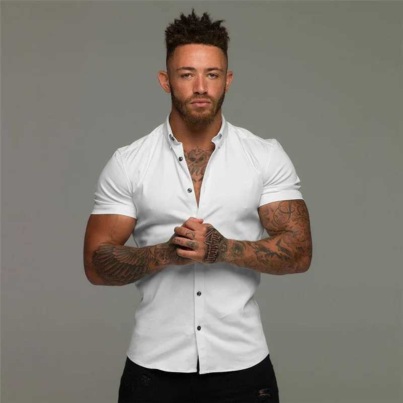 Mens Fashion Dress Summer Classic Slimming Button Short Slip Shirt Mens Casual Business Mens Hippie Social Shirt W241026