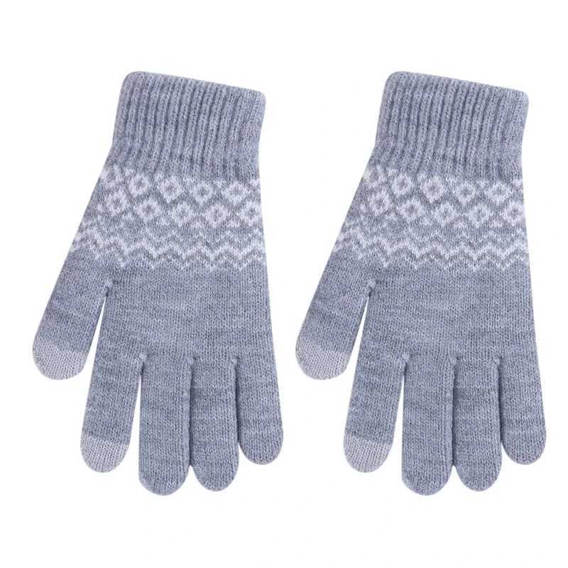 Pattern Knitted Gs Winter Spring Touch Screen Warm Thick Wool Knitted Busin Mobile Game Mens Ski Bicycle Gloves W241026