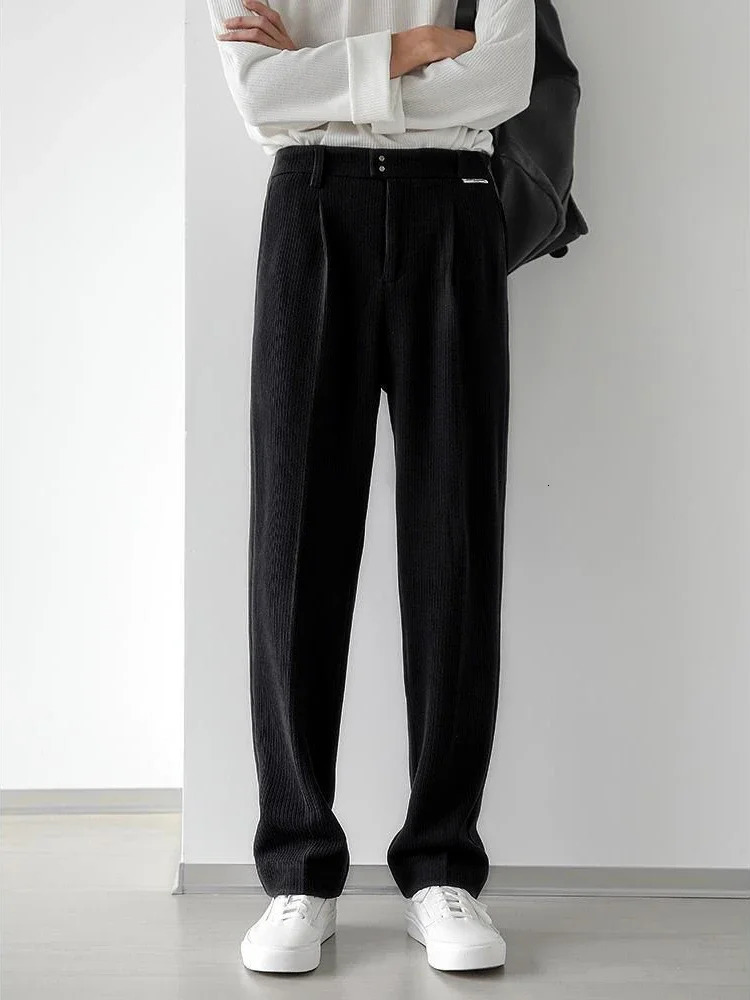 Trousers for Men Corduroy Man Suits Pants Baggy Solid Color Stylish Spandex Summer Antiwrinkle Fabric Fashion Up 241021