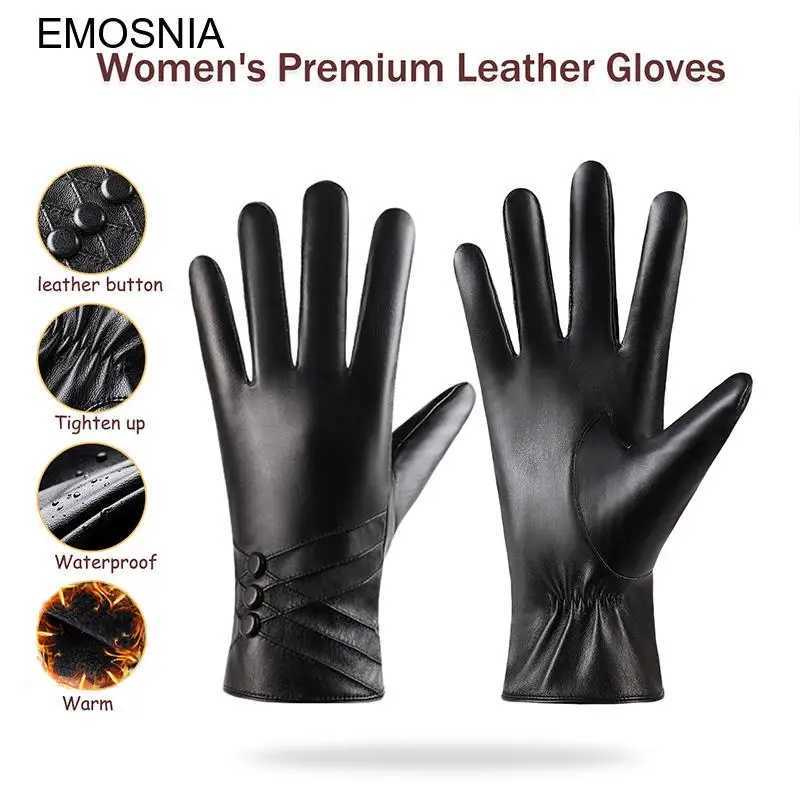 Winter womens leather Gs fashion waterproof anti slip windproof outdoor driving touch screen Gs W241026