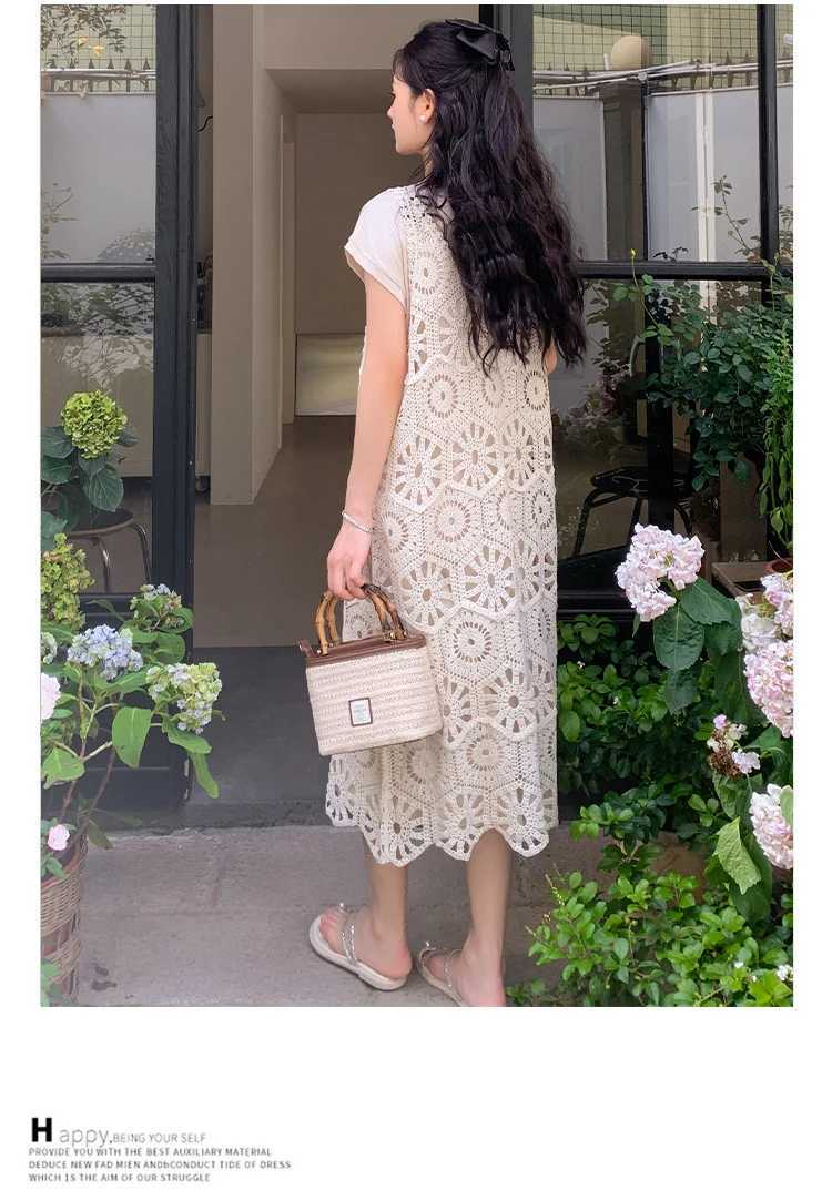 Summer maternity clothing sweet hollow lace vest dress fashionable maternity vest dress loose maternity sleeveless dress W241026