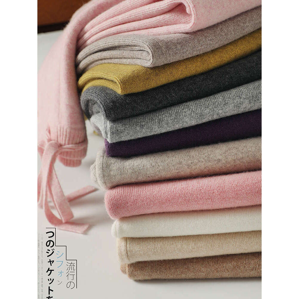 CHICUU Women Cashmere Autumn Winter Wide Leg Pants Full Length 100% Merino Wool Knitwear Basic Simple Trousers Korean