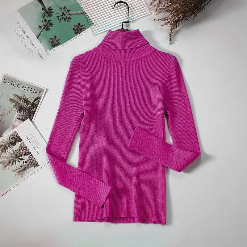 Women Sweater Pullover Winter Knitted Turtleneck Long Sleeve Slim Jumper Tops 2024 Ladies Casual Shirts Soft Warm Y2K Clothing y241025