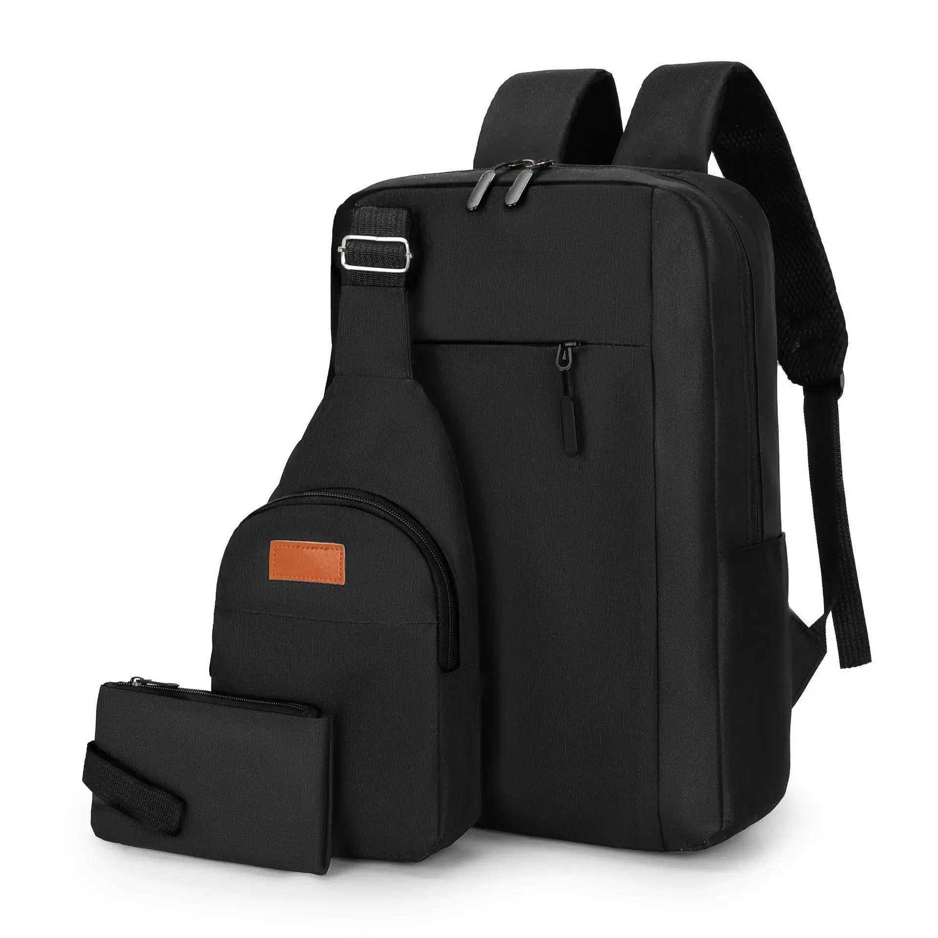 New Mens Backpack Business Computer Bag Waterproof Oxford College Student Backpack Usb Charging Men Travelling Bag Three PiecesXJ241026