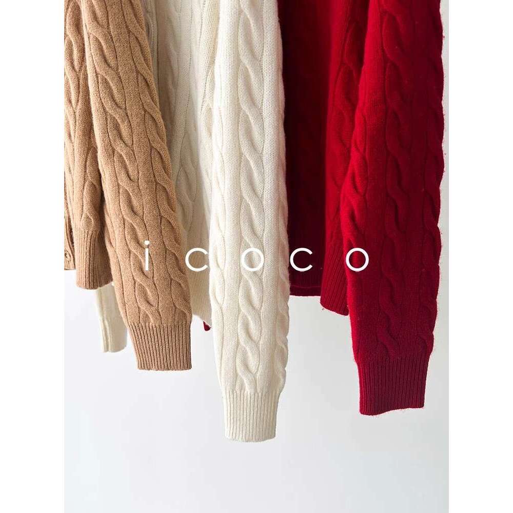 Autumn Winter Women Vintage Wool Cashmere Single Breasted Cardigan Coat Elegant Lady All Match Long Sleeve Slim Jacket Sweater