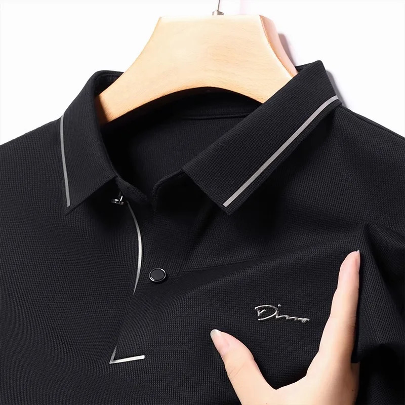 2024 High end fashion diamond long sleeved highend printed POLO shirt Spring Korean mens lapel Tshirt 241025