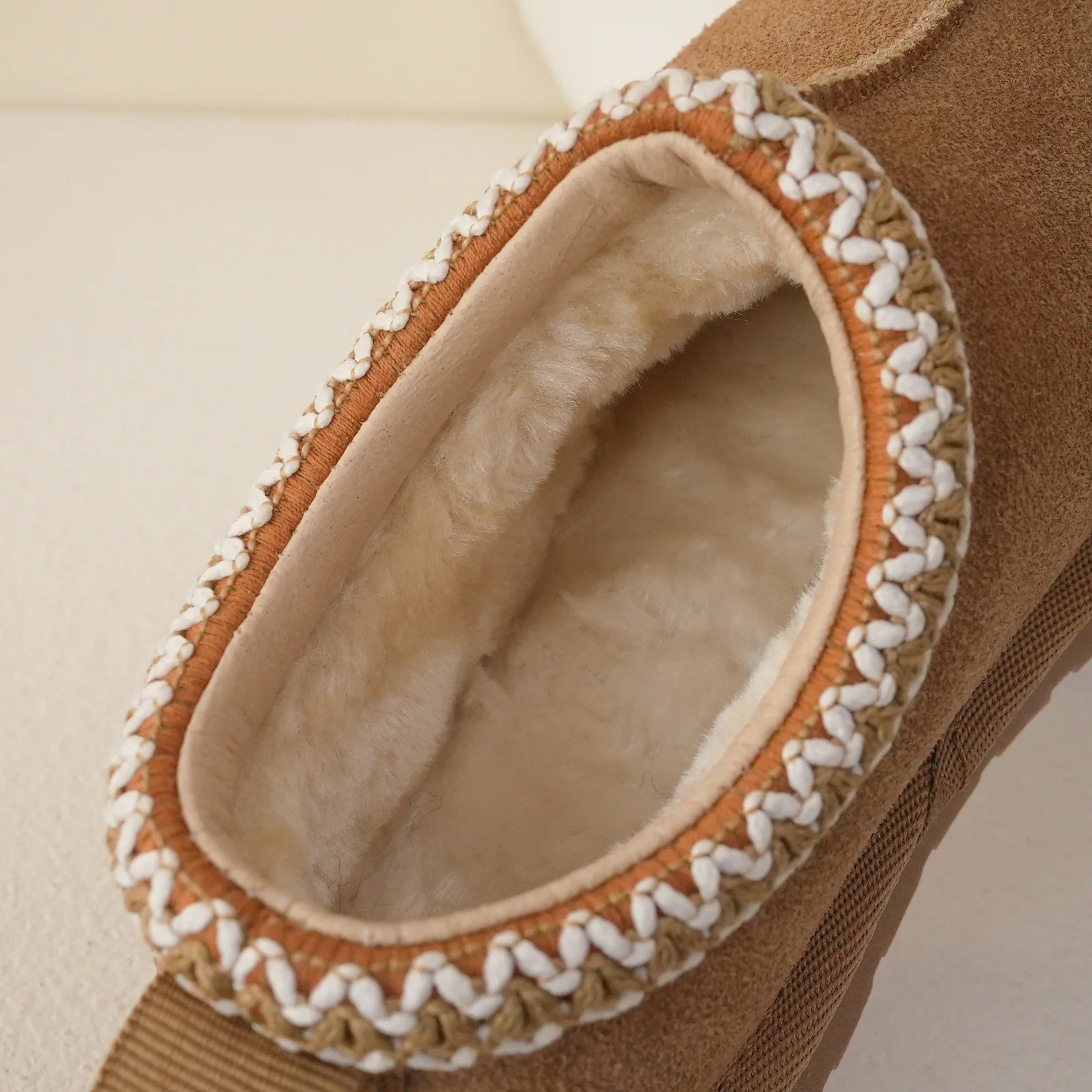 Winter childrens low top snow boots baby leather boots girls retro thick fur snow boots boys anti slip winter shoes 241025