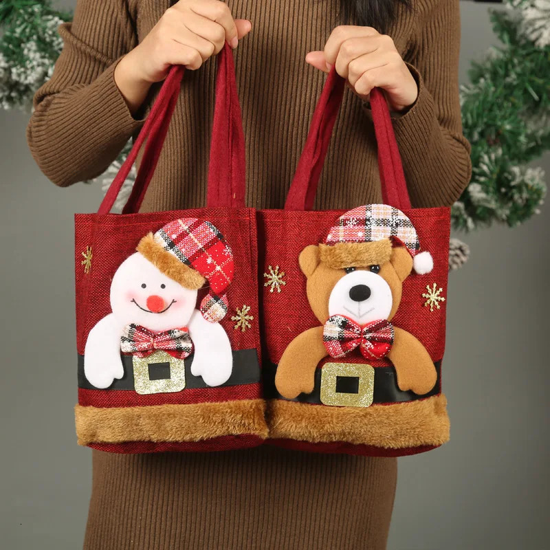 20PCS Christmas Tote Bag Snowman Bear Candy Bag ren Gift Bag Storage Bag Christmas Decoration 241025