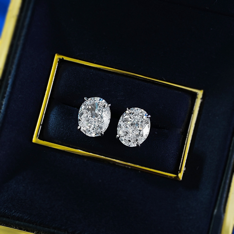 Sterg Sier Moissanite Stud Earrings: Solitaire Oval Cut Fine Jewelry for Women