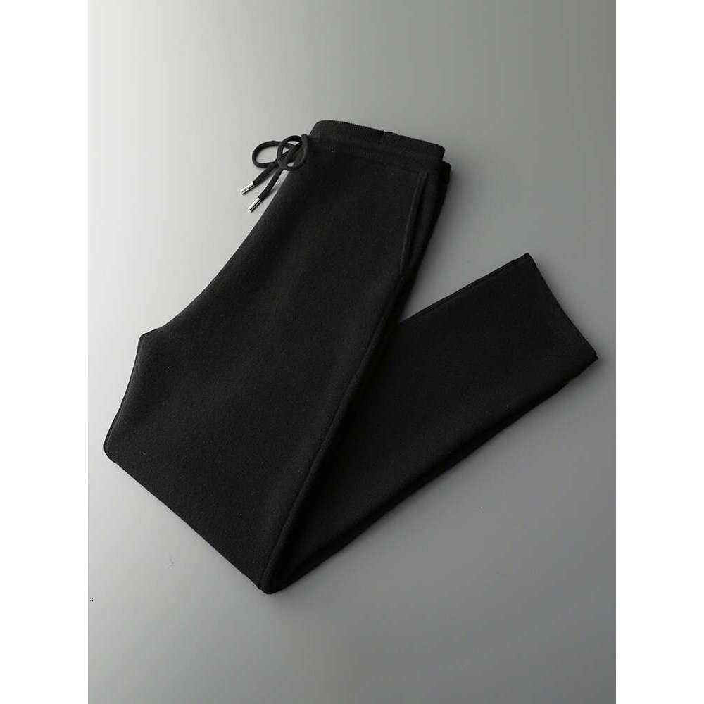 2024 Men's Cashmere Autumn Winter Pencil 100% Merino Wool Knit Trousers Thick Soft Warm Basic Smart Casual Pants