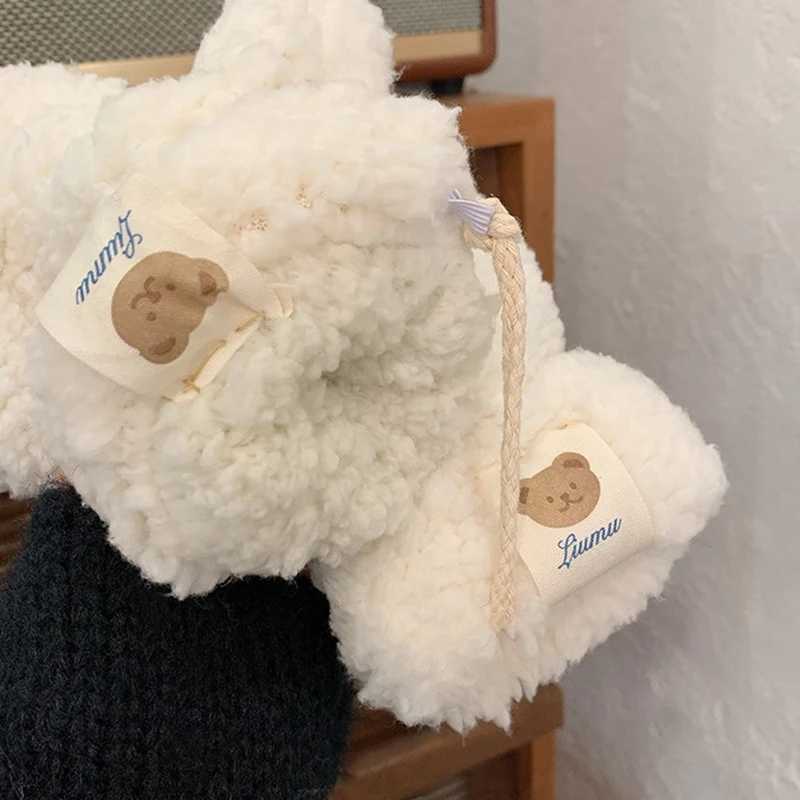 Kaii plush warm Gs soft thick fingers Korean Japanese bear Gs with rope casual outdoor cycling warm gloves W241026