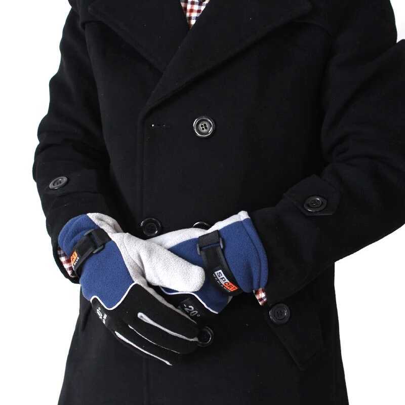 -20 Winter Warm Wool Gs Mens Hot Cycling Snow Thickness Gs Mens Polar Wool Gloves Windproof Gs W241026