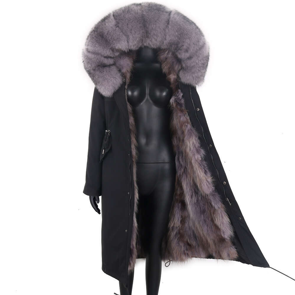 2024 New Winter Jacket Women X-Long Parka Waterproof Big Natural Raccoon Collar Hood Coat Thick Warm Real Fox Fur