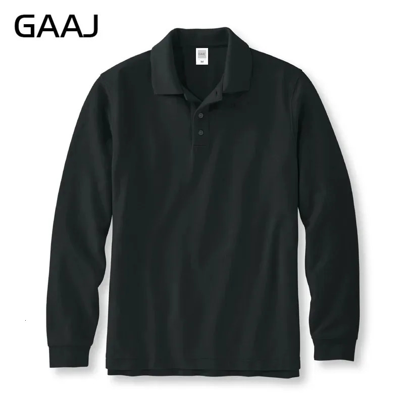 GAAJ 100 Cotton Mens PoloLong Sleeve PoloShirtLight TopsFashion Golf WearBusiness Polos MenswearMens Clothing 241025