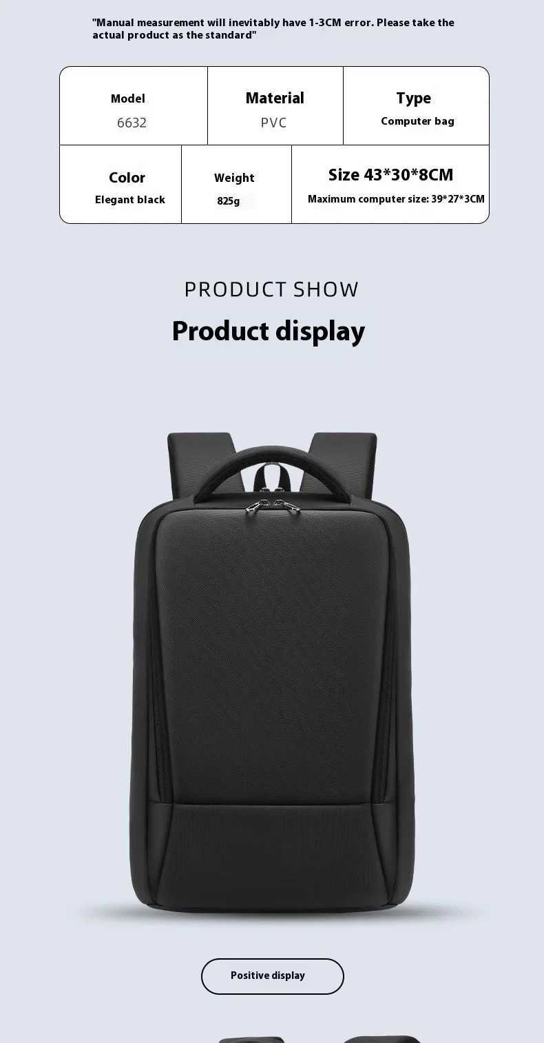 EURCOOL Backpack repellent Large capacity waterproof 17 usb business commutingXJ241026