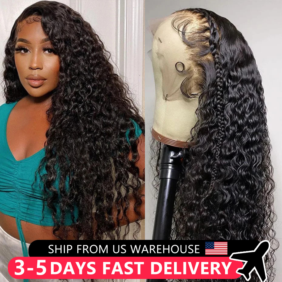 Deep Wave Front 100% Human Hair Wig 30 32Inch Kinky Curly 200% 13x4 13x6 Lace Frontal Wigs For Woman MYLOCKME Pre Plucked